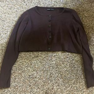 Dark brown cropped cardigan